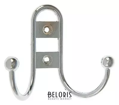 Крючок мебельный Km203cp, двухрожковый, цвет хром