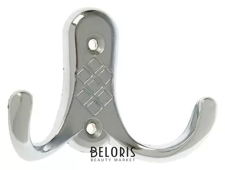 Крючок мебельный Km204cp, двухрожковый, цвет хром