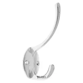 Крючок мебельный Km208cp, двухрожковый, цвет хром