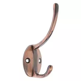 Крючок мебельный Km208cp, двухрожковый, цвет медь