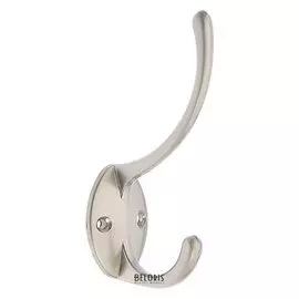 Крючок мебельный Km208cp, двухрожковый, цвет никель