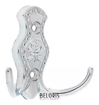 Крючок мебельный, км214cp, двухрожковый, цвет хром