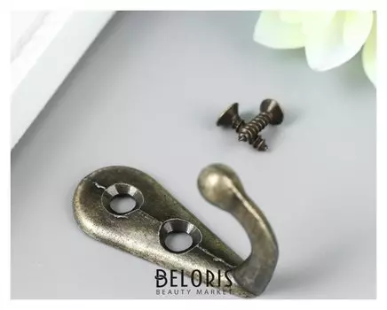 Крючок металл "Простой" бронза (набор 4 шт) 3х1,8 см