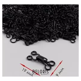 Крючок пришивной №3, 19 × 9 мм, 100 шт, цвет чёрный