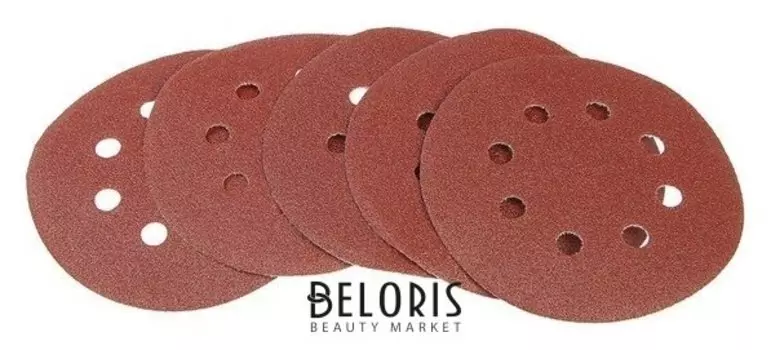 Круг абразивный под липучку "Сибртех" 738047, на ворсовой подложке, р80, 125 мм, 5 шт