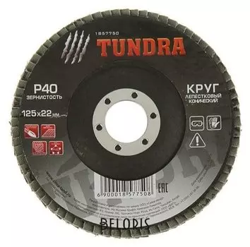 Круг лепестковый торцевой конический Tundra, 125 х 22 мм, Р40