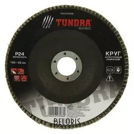 Круг лепестковый торцевой конический Tundra, 150 х 22 мм, Р24