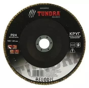 Круг лепестковый торцевой конический Tundra, 180 х 22 мм, Р24