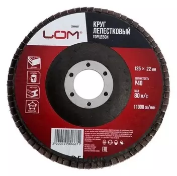 Круг лепестковый торцевой Lom, 125 х 22 мм, Р40
