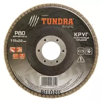 Круг лепестковый торцевой Tundra, 115 х 22 мм, Р80