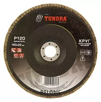 Круг лепестковый торцевой Tundra, 180 х 22 мм, р120