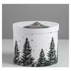 Круглая подарочная коробка Happy New Year, 15 × 18 см