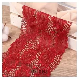 Кружево эластичное «Дубовые листья», 160 мм × 2,7 ± 0,5 м, цвет бордовый