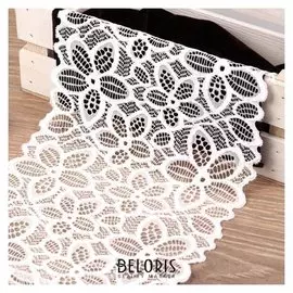 Кружево эластичное «Пятилистник», 170 мм × 2,7 ± 0,5 м, цвет айвори