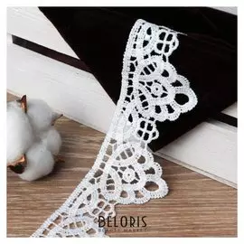 Кружево гипюровое, 45 мм × 9 ± 1 м, цвет белый