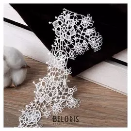 Кружево гипюровое, 70 мм × 9 ± 1 м, цвет белый