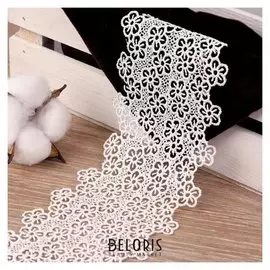 Кружево гипюровое, 80 мм × 7 ± 1 м, цвет айвори