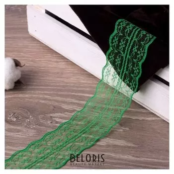 Кружево капроновое, 45 мм × 10 ± 1 м, цвет зелёный