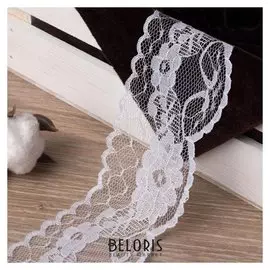 Кружево капроновое, 55 мм × 10 ± 1 м, цвет белый