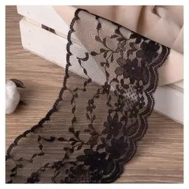 Кружево капроновое, 90 мм × 3 ± 1 м, цвет чёрный