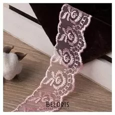 Кружево органза, 40 мм × 9 ± 1 м, цвет розовый