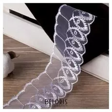 Кружево органза, 50 мм × 14 ± 1 м, цвет белый