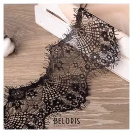 Кружево реснички, 100 мм × 9 ± 1 м, в бобине 3 шт по 3 м, цвет чёрный