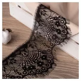 Кружево реснички, 100 мм × 9 ± 1 м, в бобине 3 шт по 3 м, цвет чёрный