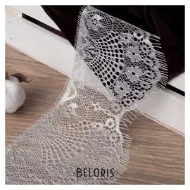 Кружево реснички, 100 мм × 9 ± 1 м, в бобине 3 шт по 3 м, цвет белый