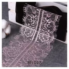 Кружево реснички, 120 мм × 9 ± 1 м, в бобине 3 шт по 3 м, цвет пудровый