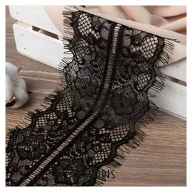 Кружево реснички, 125 мм × 9 ± 1 м, в бобине 3 шт по 3 м, цвет чёрный