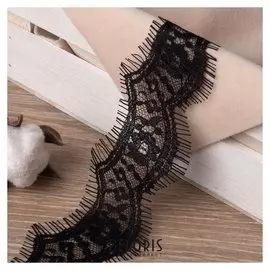 Кружево реснички, 50 мм × 9 ± 1 м, в бобине 3 шт по 3 м, цвет чёрный