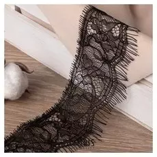 Кружево реснички, 60 мм × 9 ± 1 м, в бобине 3 шт по 3 м, цвет чёрный