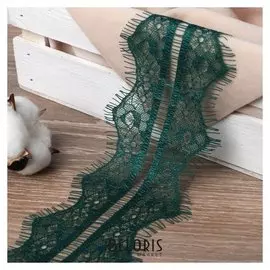 Кружево реснички, 75 мм × 9 ± 1 м, в бобине 3 шт по 3 м, цвет изумрудный