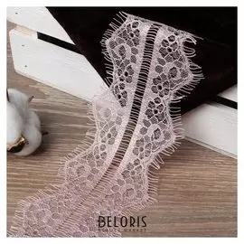 Кружево реснички, 75 мм × 9 ± 1 м, в бобине 3 шт по 3 м, цвет пудровый