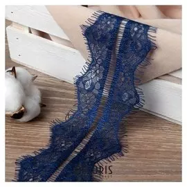 Кружево реснички, 75 мм × 9 ± 1 м, в бобине 3 шт по 3 м, цвет синий