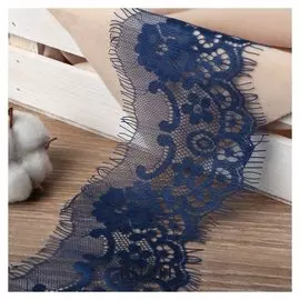 Кружево реснички, 80 мм × 9 ± 1 м, в бобине 3 шт по 3 м, цвет синий