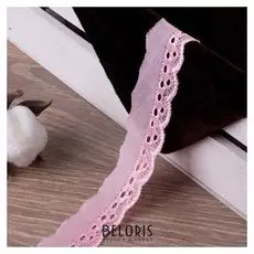 Кружево «Шитьё», 30 мм × 14 ± 1 м, цвет розовый