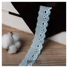 Кружево «Шитьё», 30 мм × 14 ± 1 м, цвет голубой