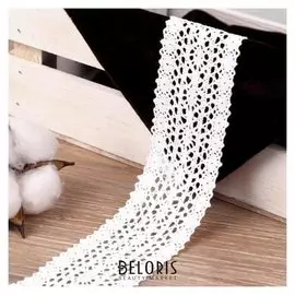 Кружево вязаное, 45 мм × 10 ± 1 м, цвет кипенно-белый