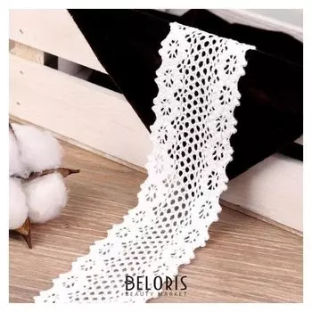 Кружево вязаное, 45 мм × 10 ± 1 м, цвет кипенно-белый