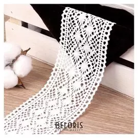 Кружево вязаное, 70 мм × 10 ± 1 м, цвет кипенно-белый