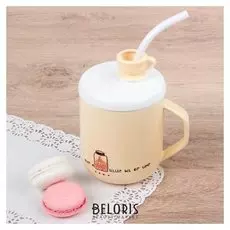 Кружка 400 мл "Чаша", с крышкой и трубочкой