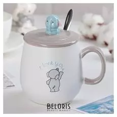 Кружка 400 мл "Дамбо", с крышкой и ложкой, рисунок