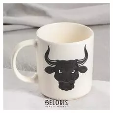 Кружка "Бык" белая, деколь, 0,35 л