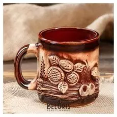 Кружка для пива "Деревня" лепка, 0,4 л, текста