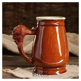 Кружка для пива "Евро" лев, коричневая, 1 л