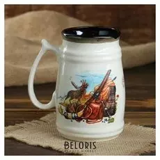 Кружка "Дубок", белая, охота, 0,6 л