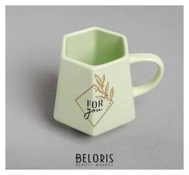 Кружка геометрия "For You", зелёная, 300 мл