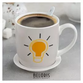 Кружка-хамелеон «Лампа», 330 мл, с подставкой и ложкой